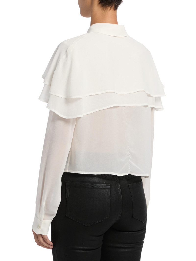 Women's Cape Silk Blouse - Cream 5