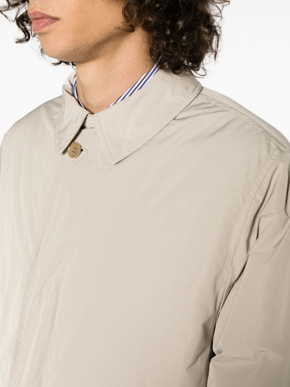 classic-collar concealed-fastening coat - 5