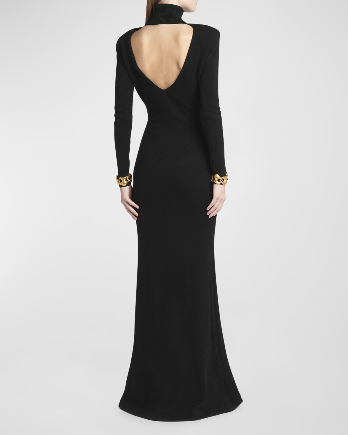 Turtleneck Backless Soft Cashmere Maxi Dress - 6