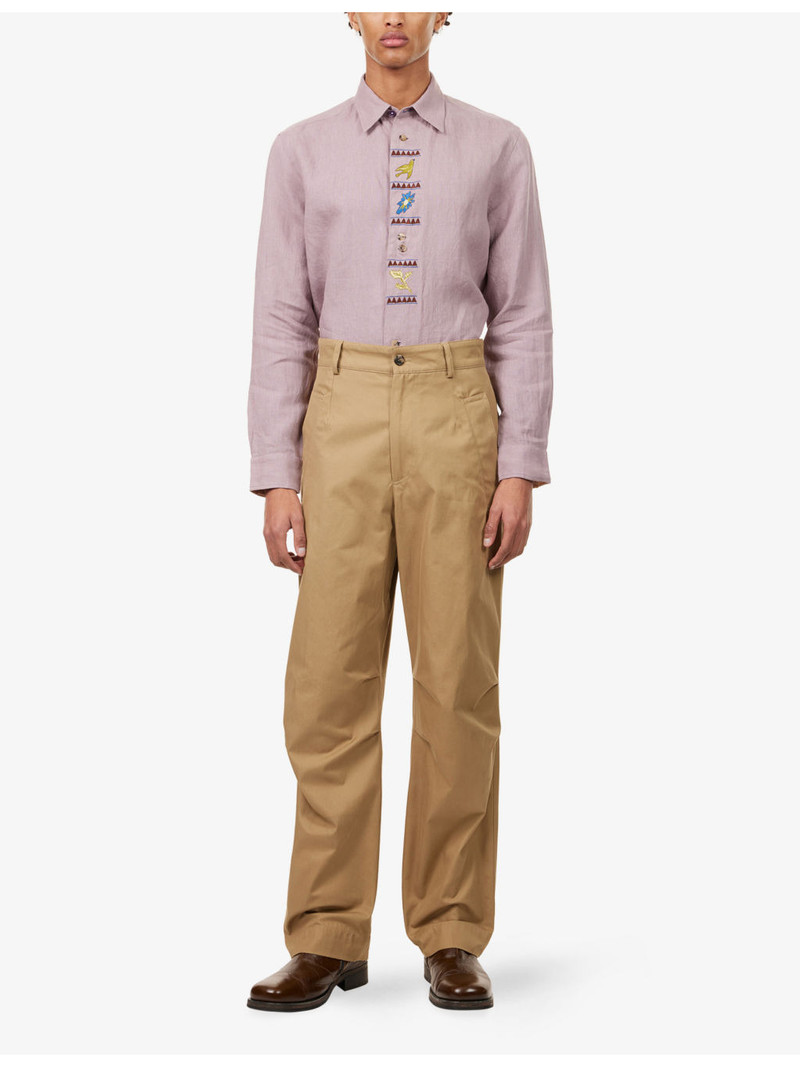 Paul Smith Embroidered-Motif Long-Sleeve Linen Shirt outlook
