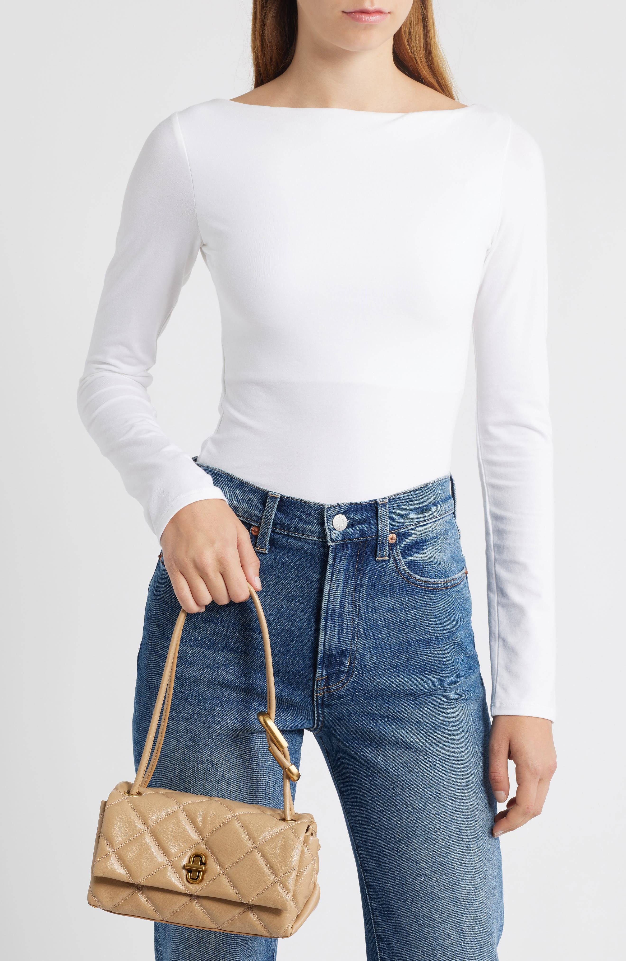 Marc Jacobs The Mini Dual Chain Diamond Quilted Leather Shoulder Bag in Camel at Nordstrom - 2