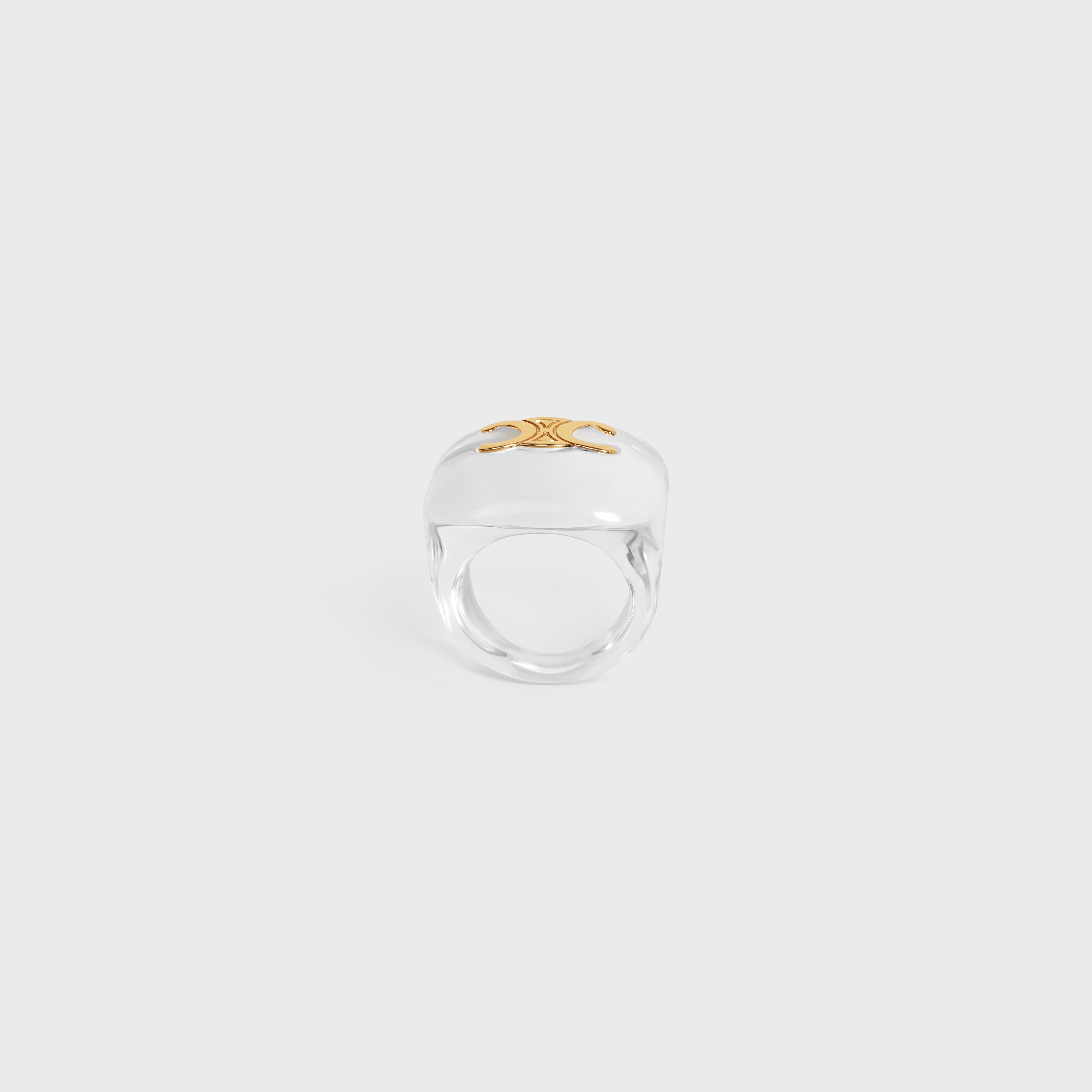 Triomphe Ring in Plexiglass and Brass with Gold Finish - 1