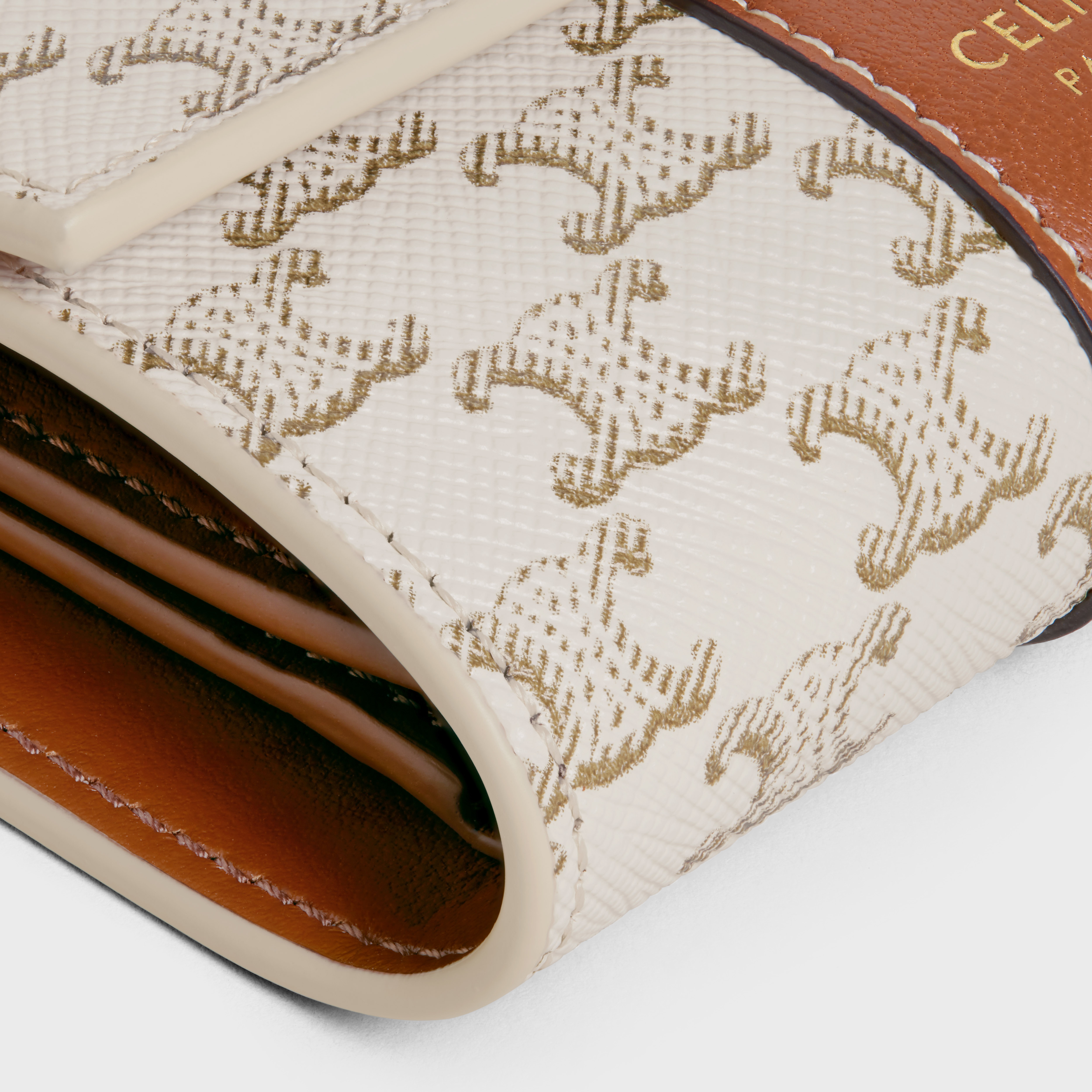 Small Trifold wallet in Triomphe Canvas and Lambskin - 5