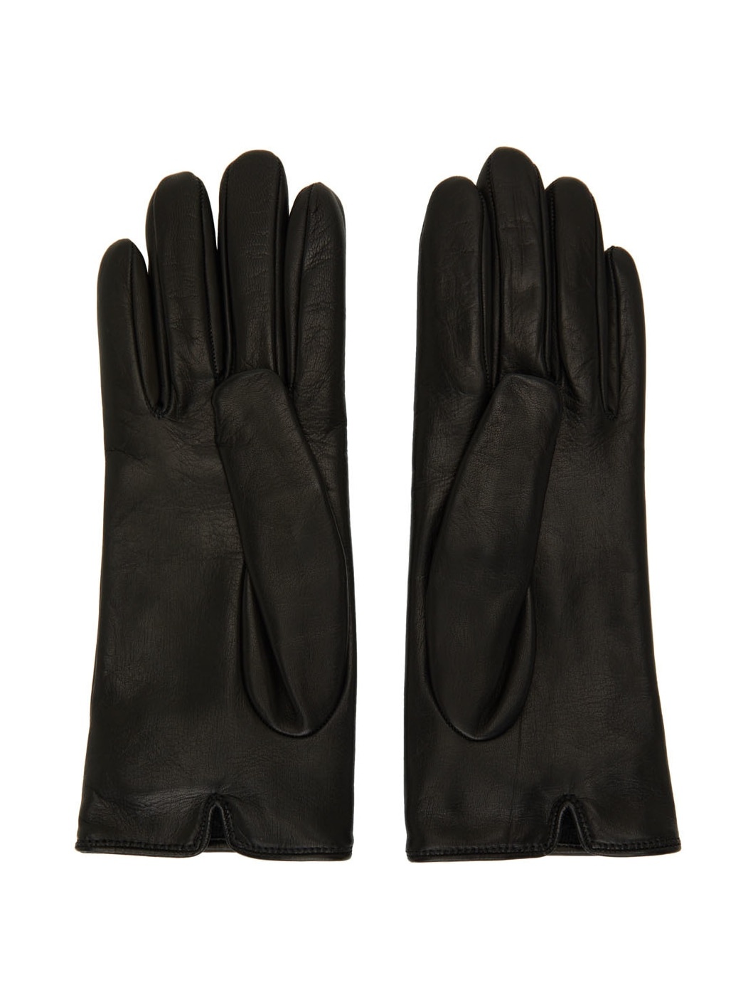 Black Leather Horsebit Gloves - 2