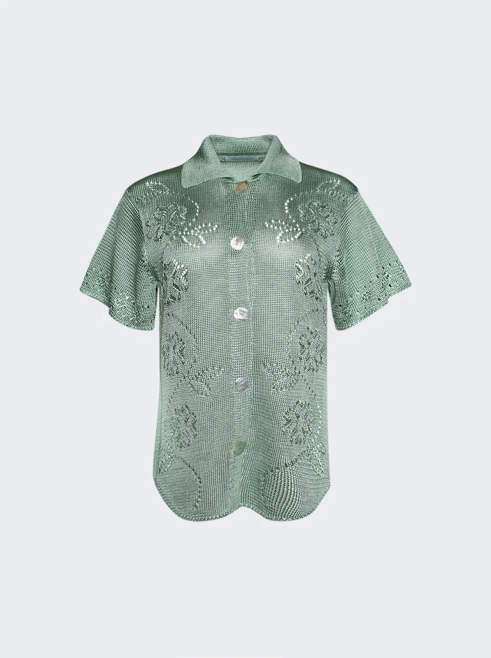 Vine Floral Short Sleeve Shirt Sage - 1