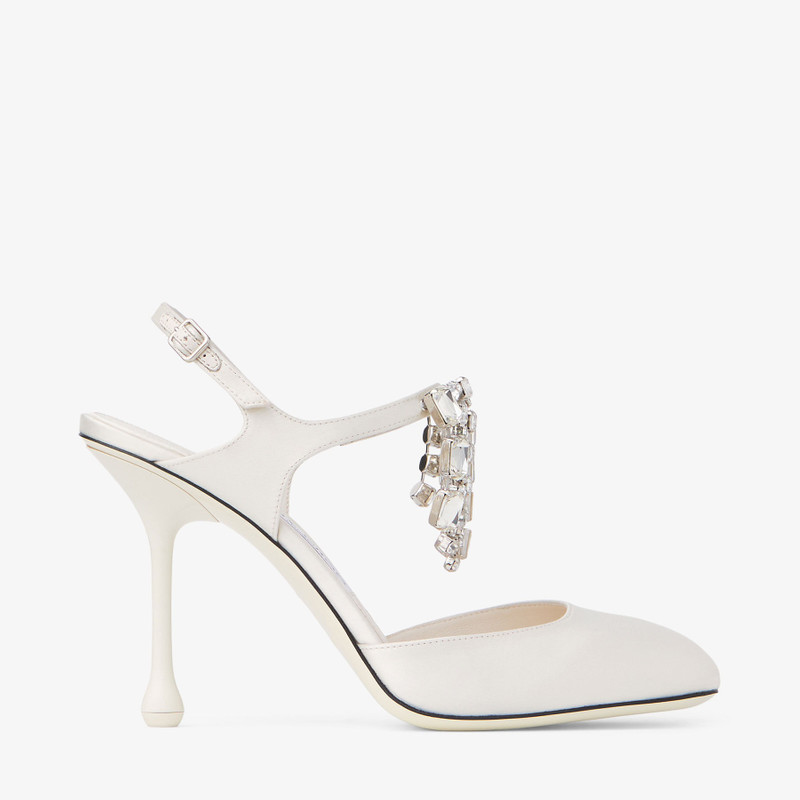 Verity 95 Ivory Satin Crystal Pumps - 1