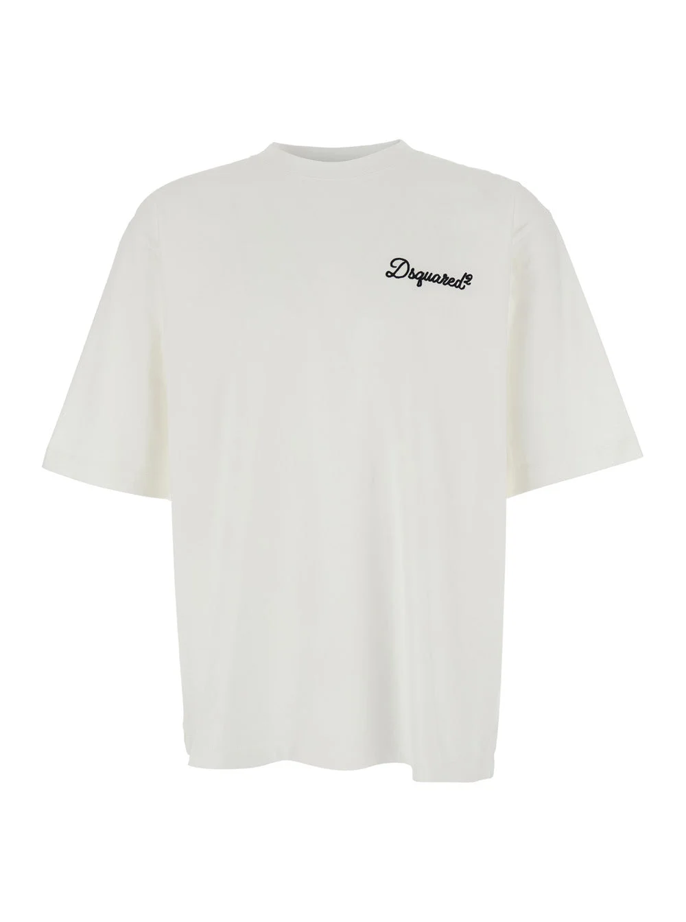 Dsquared2 Men White T-Shirt With Embroidered Logo On The Chest In Cotton Man - 1