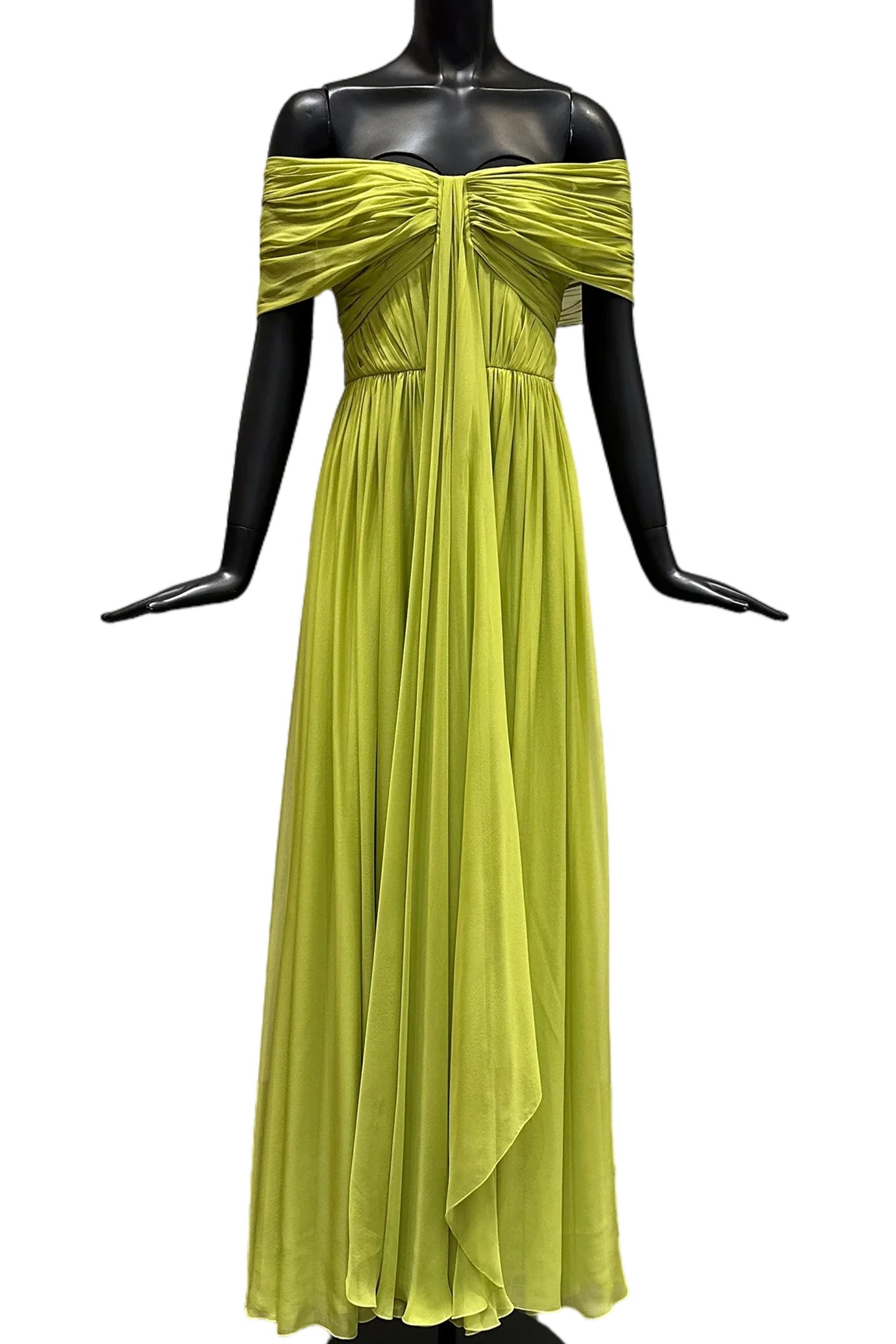 OFF-THE-SHOULDER SILK CHIFFON MAXI DRESS - 6