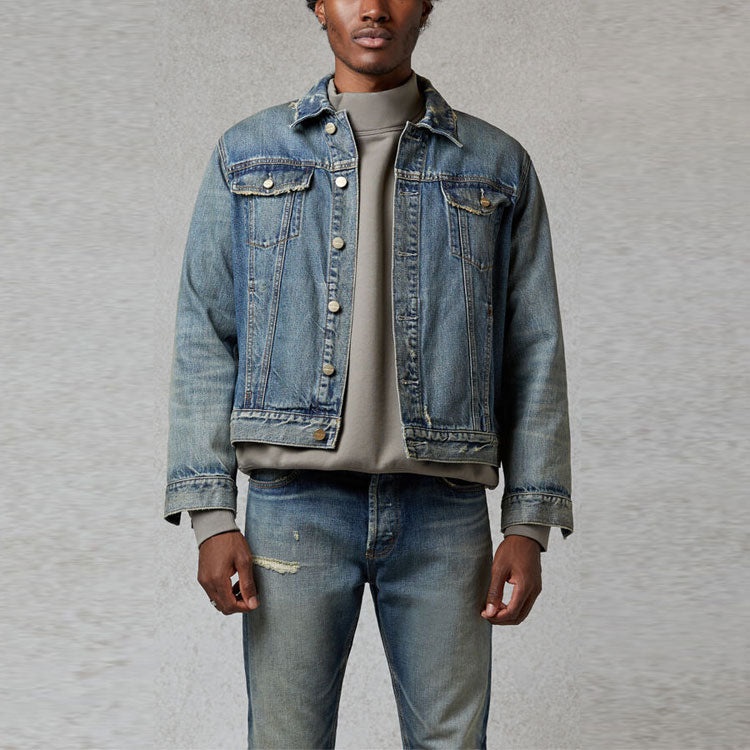 Fear of God Essentials FW20 Light Denim Trucker Jacket 'Dark Blue' FOG-FW20-364 - 3