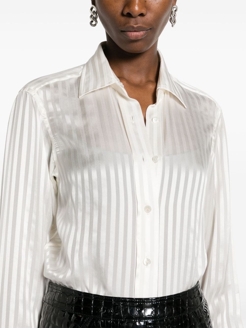 striped silk shirt - 5