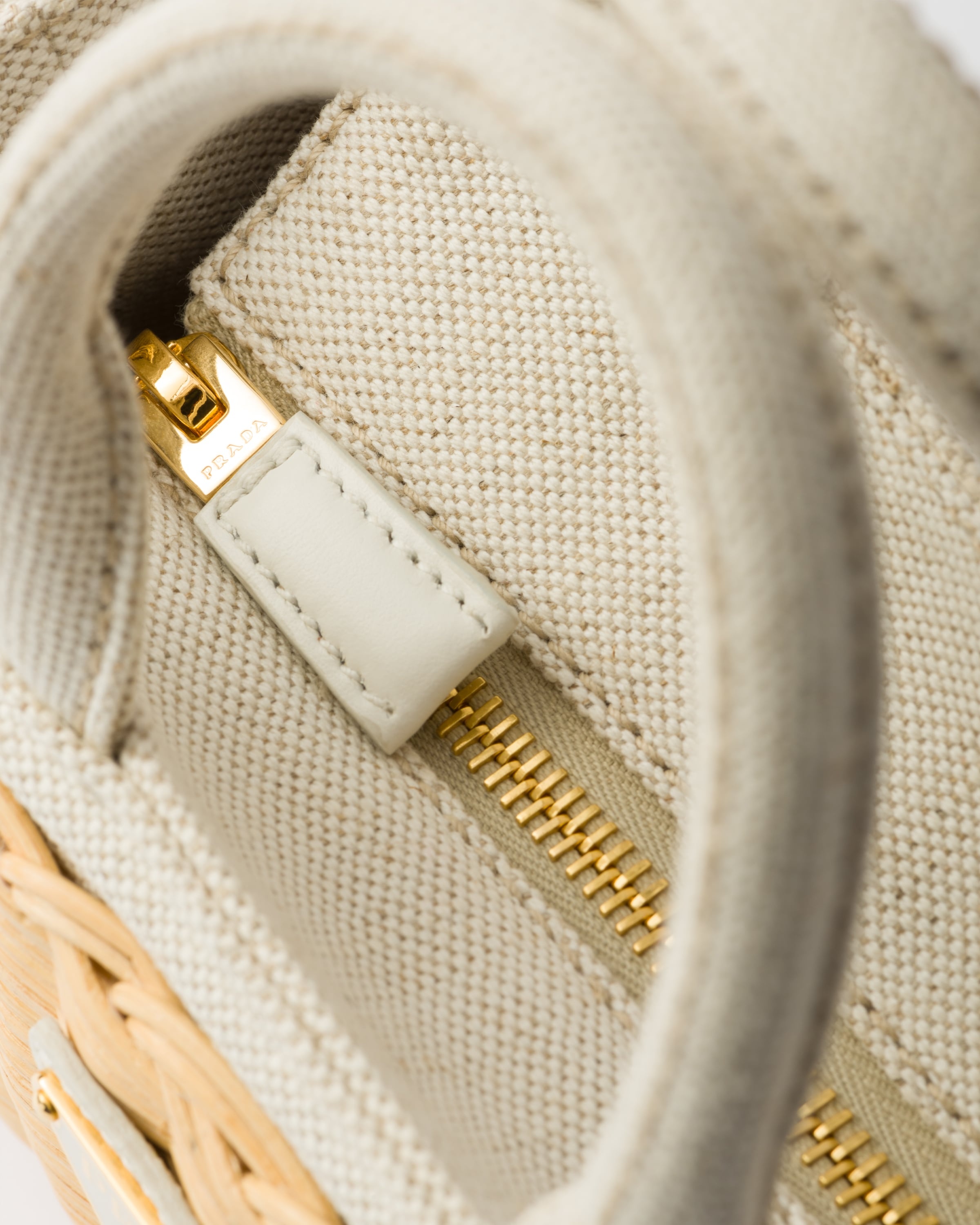 Woven fabric and linen blend mini tote bag - 5