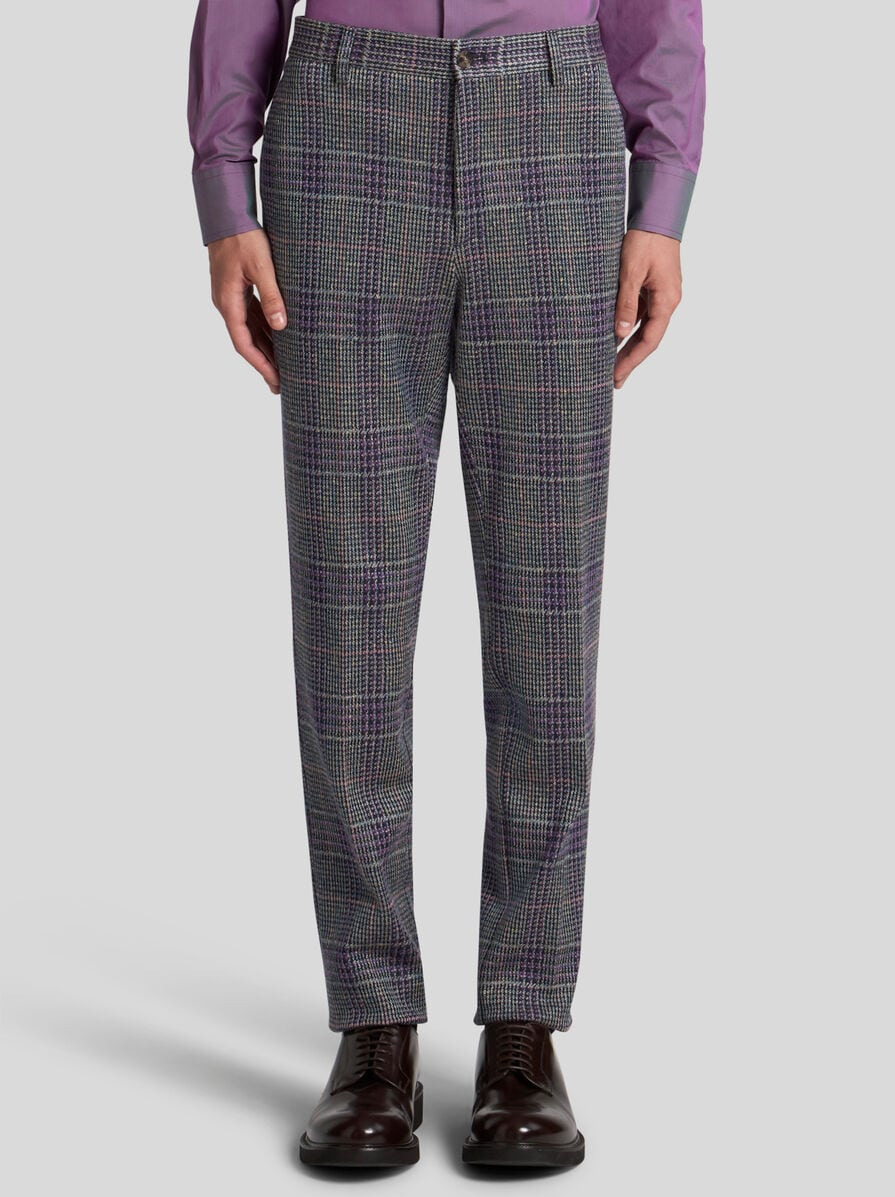 CHECK COTTON-BLEND TROUSERS - 2