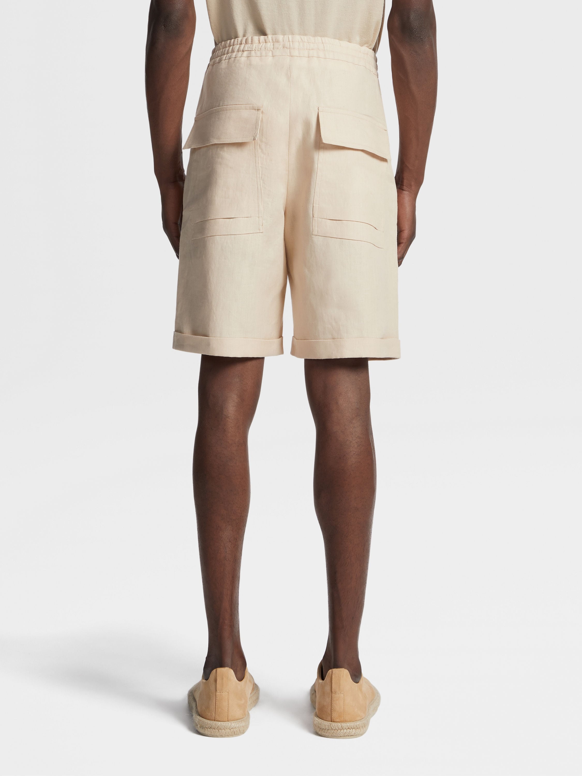 OFF WHITE LINEN SHORTS - 3