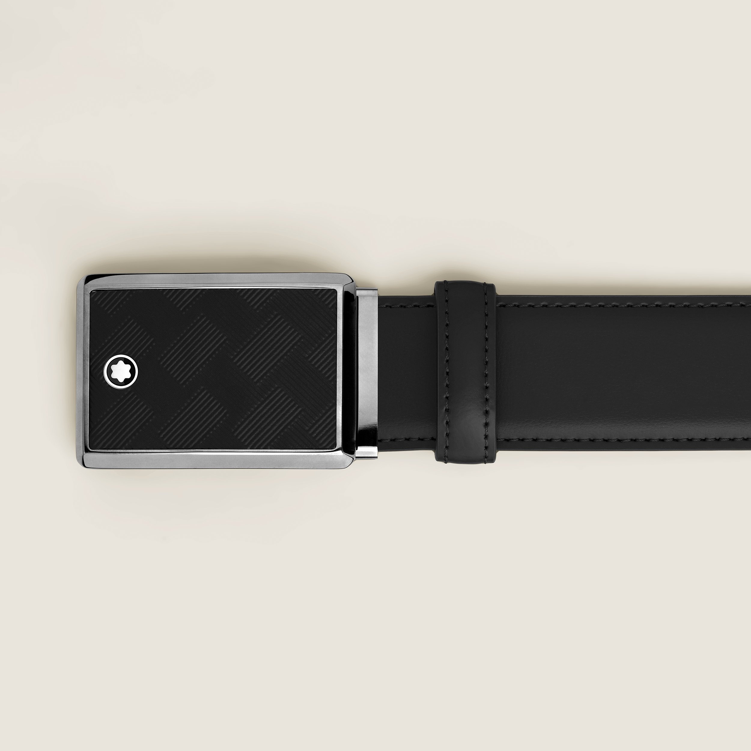 Black 35 mm leather belt - 3