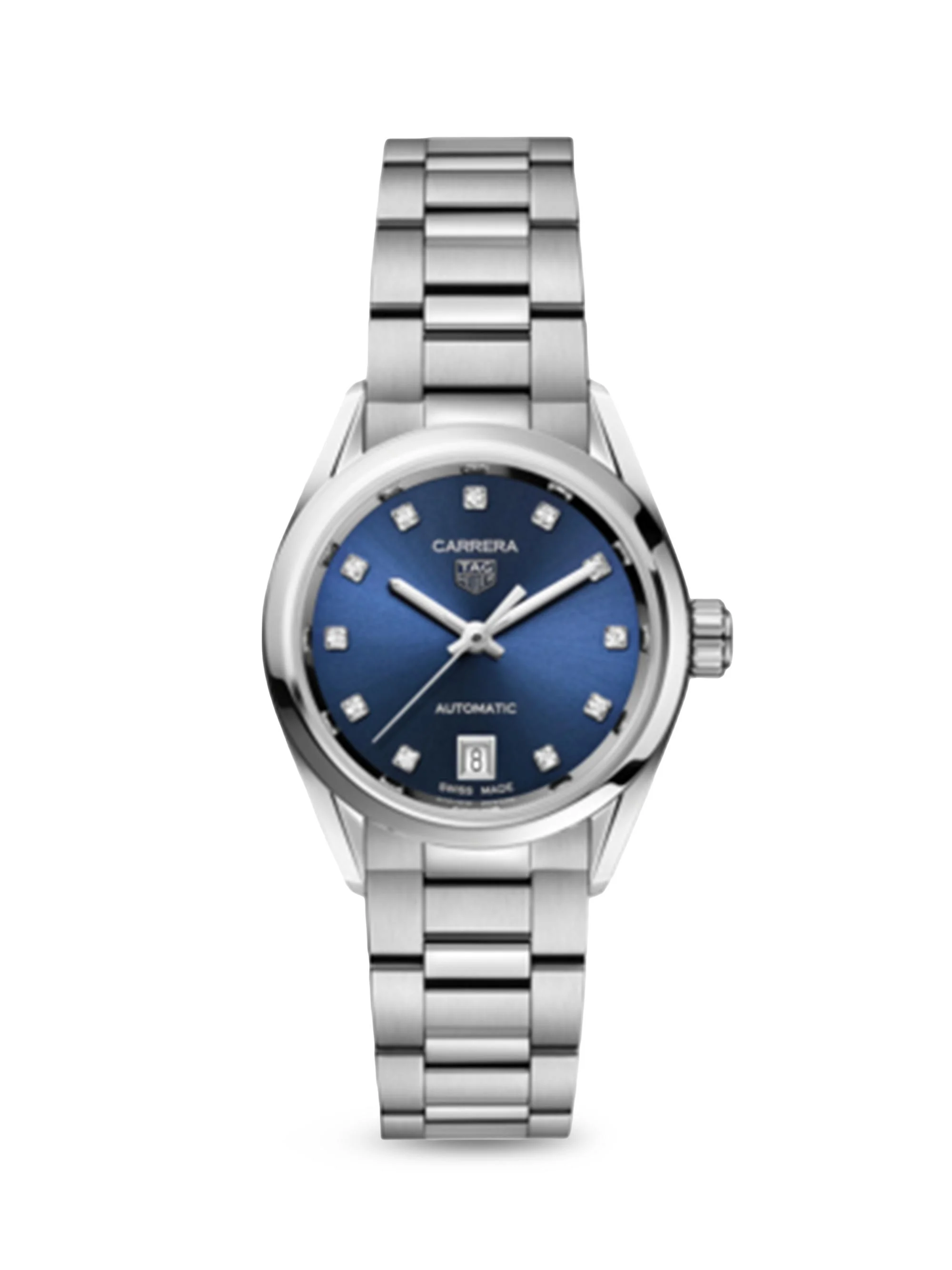 Women's Carrera Stainless Steel, Blue Dial & Diamond Automatic 29MM Bracelet Watch - Silver - 1
