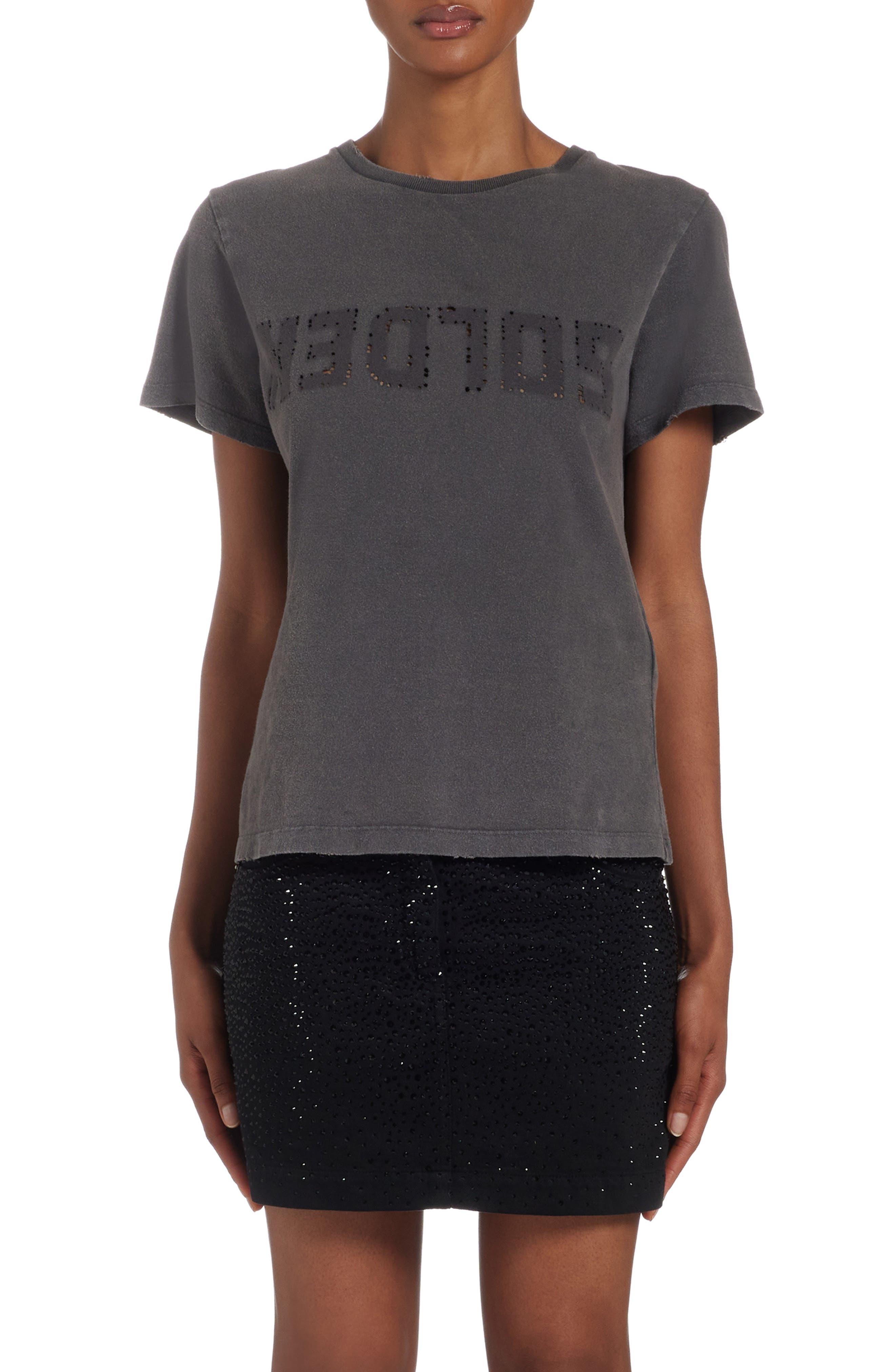 Distressed Logo Graphic T-Shirt Dress - 1
