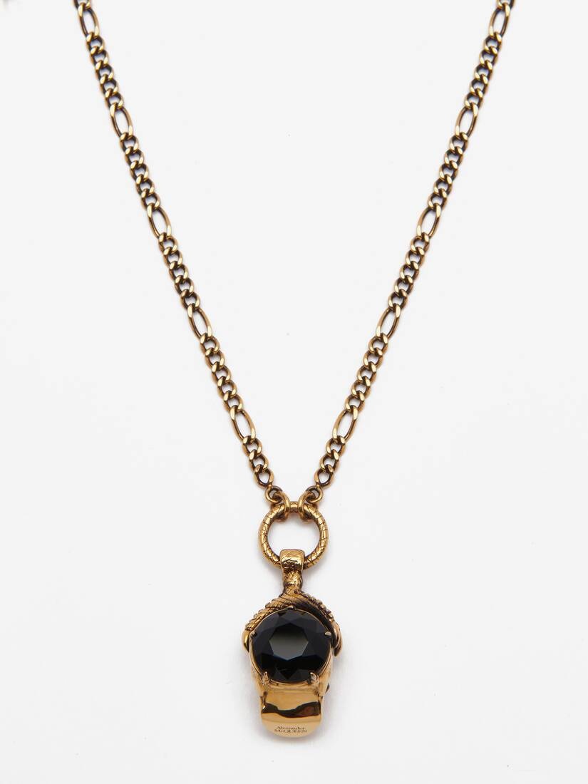 Men's Victorian Skull Necklace in Antique Gold - 4