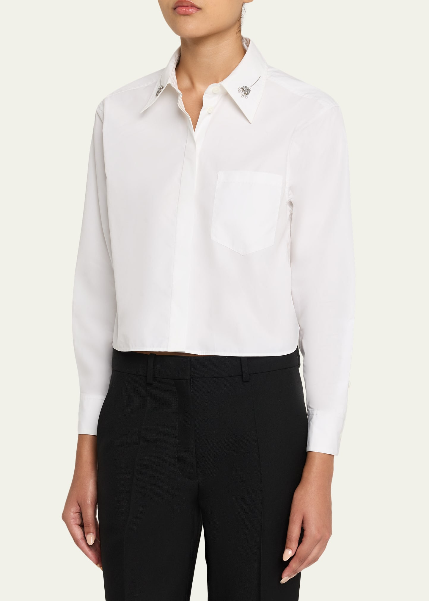 Long-Sleeve Shirt with Embellished Collar - 4
