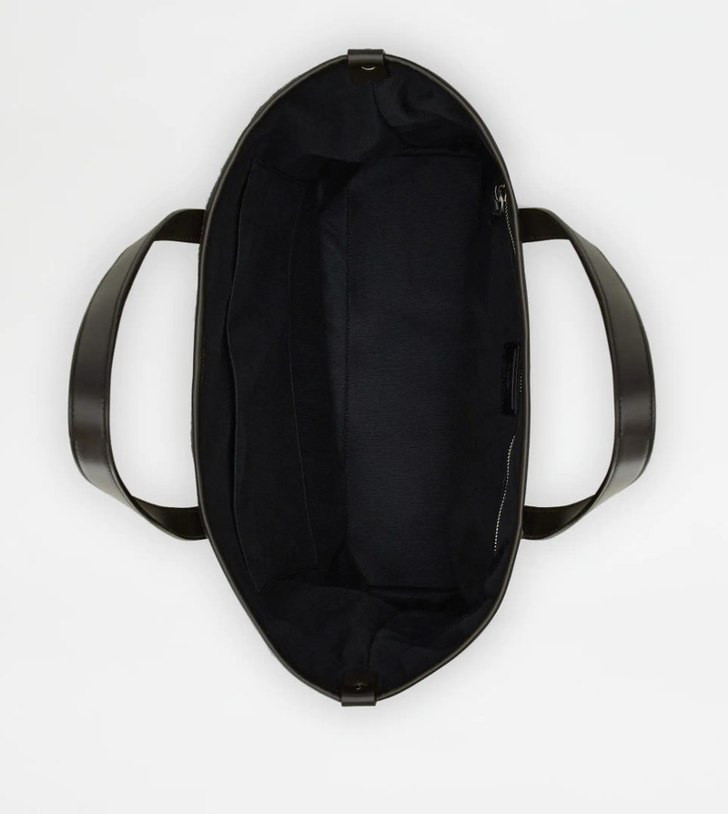 SHOPPING BAG IN FELT AND LEATHER MEDIUM - GREY, BROWN 3