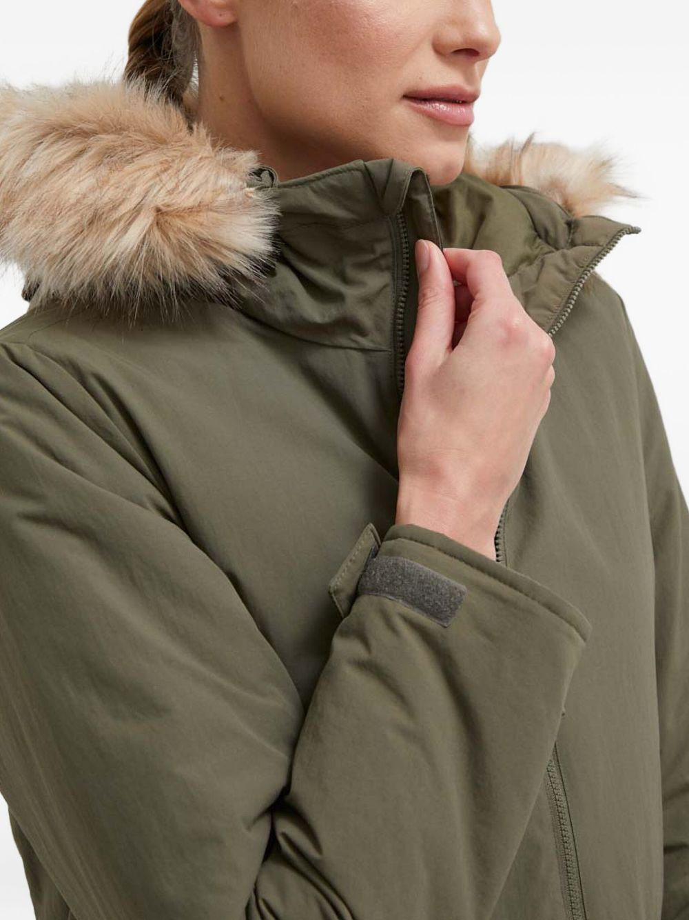faux-fur trimmed-hood jacket - 4