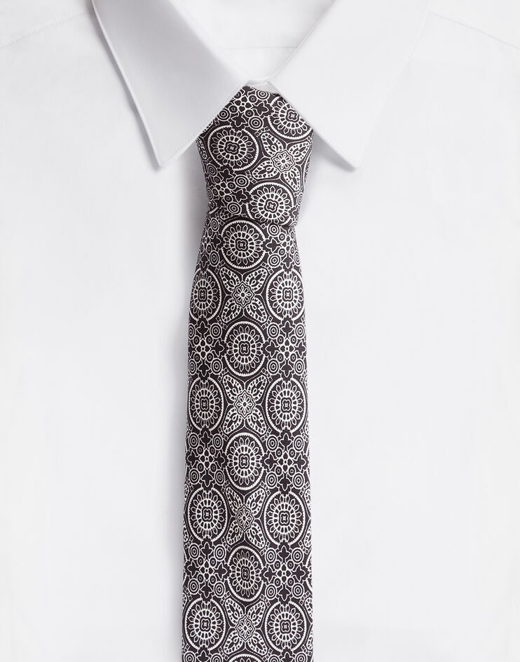 Tie-print silk jacquard blade tie (6 cm) - 1