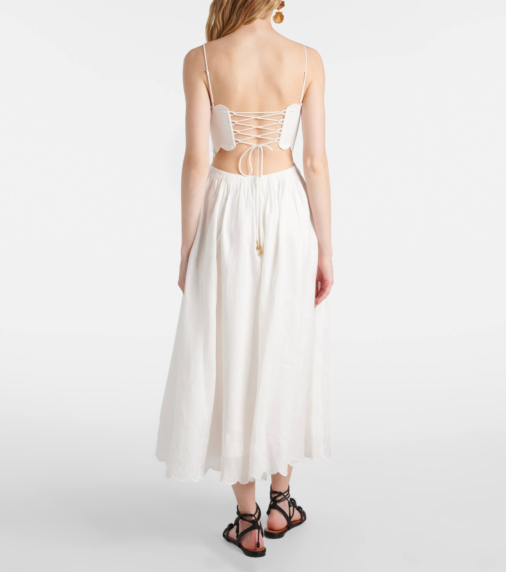 Rhiannon scalloped linen midi dress - 3