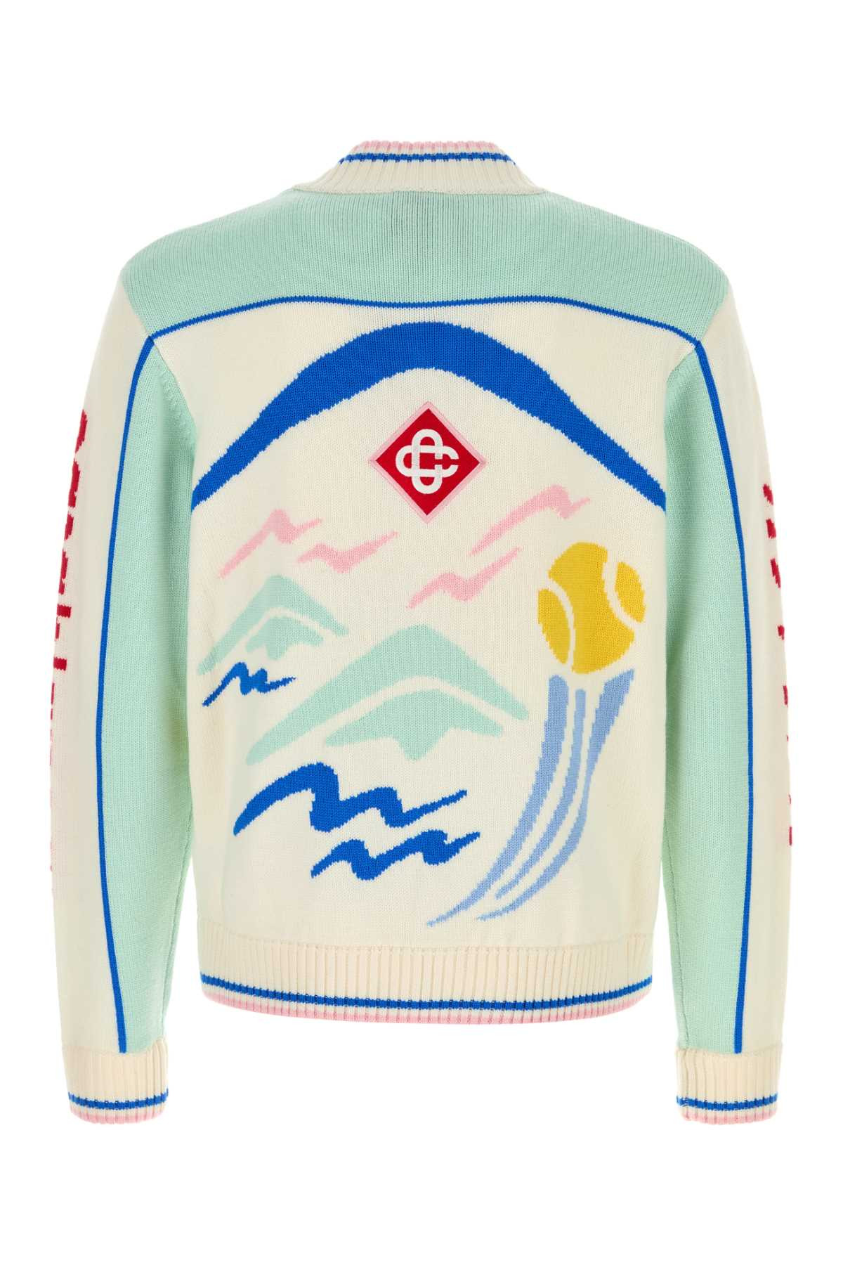 Casablanca Men Embroidered Wool Cardigan - 2