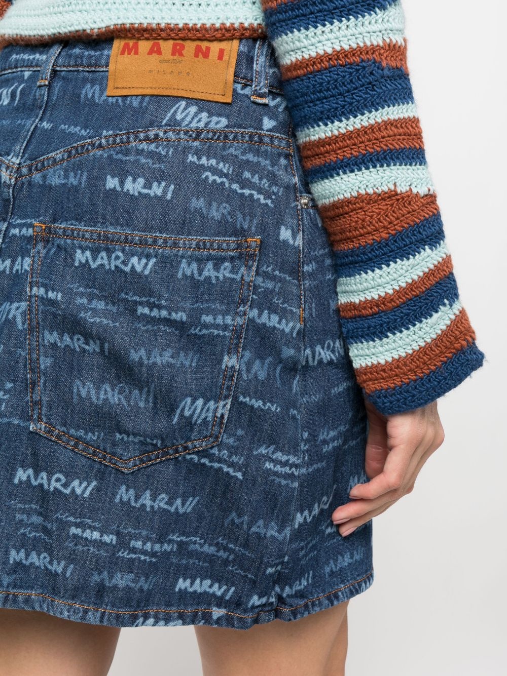 logo-print denim skirt - 5