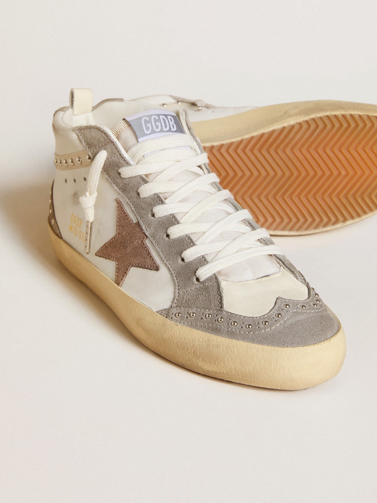 Mid Star in nappa and suede with light brown metallic leather star - 4