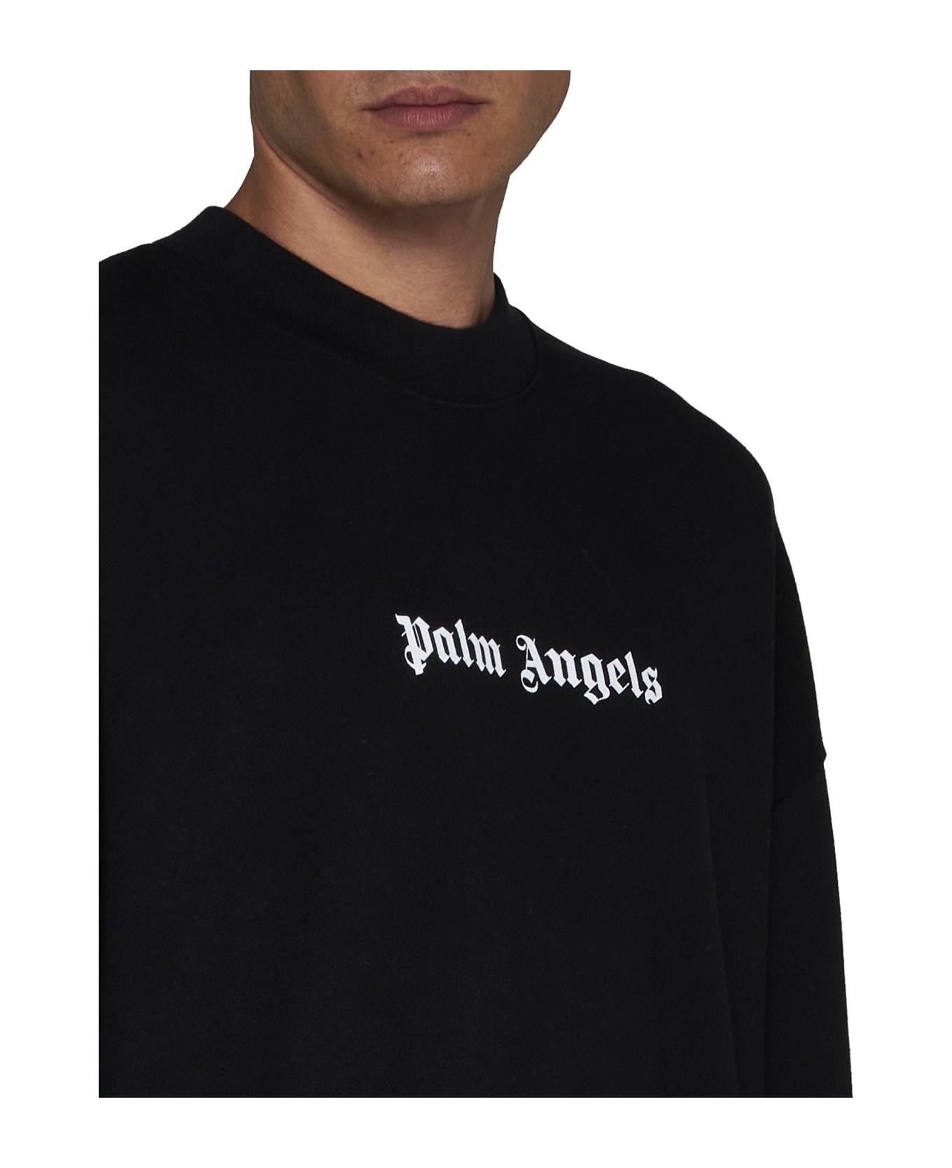 Black Crew Neck Sweatshirt With Contrast Logo - 5