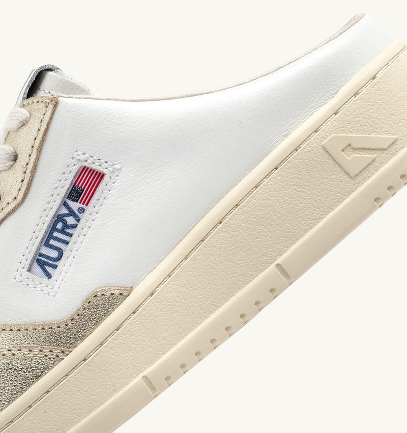 MEDALIST MULE SNEAKERS IN WHITE AND PLATINUM LEATHER 6