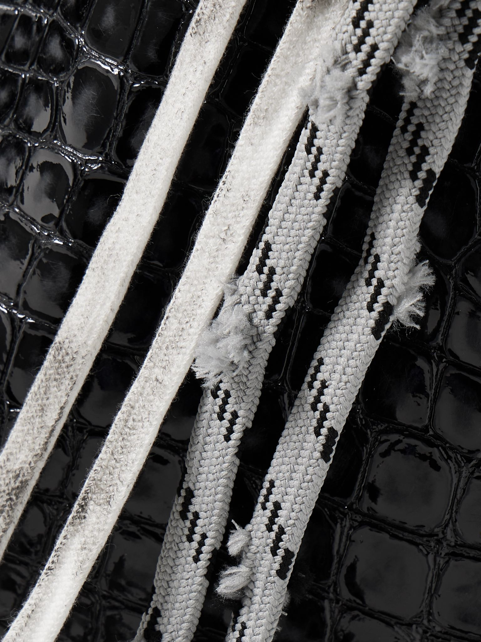 Rodeo Large Distressed Croc-Effect Glossed-Leather Tote Bag Black - 4