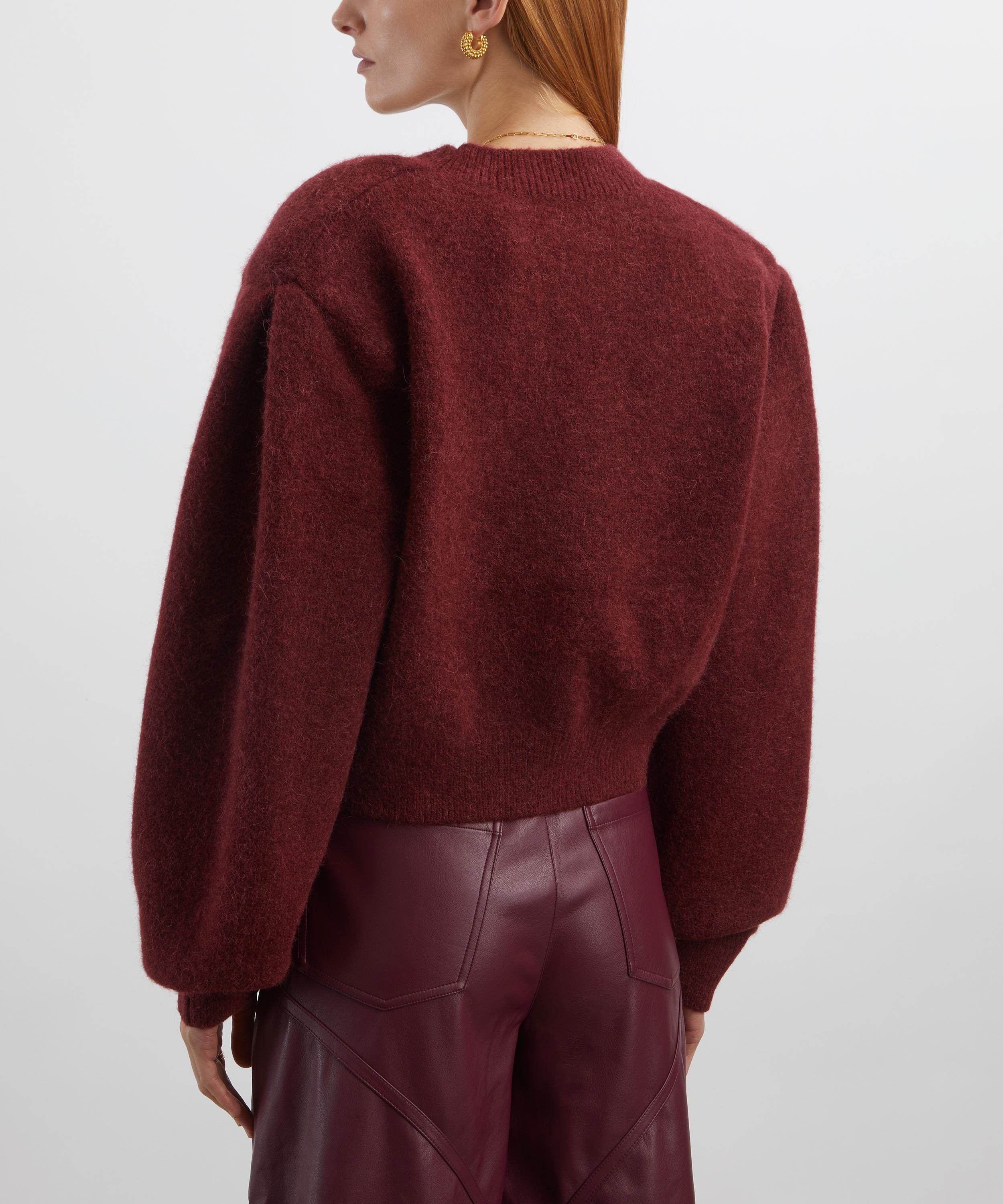Bordeaux Knit Puff-Sleeve Cardigan - 4