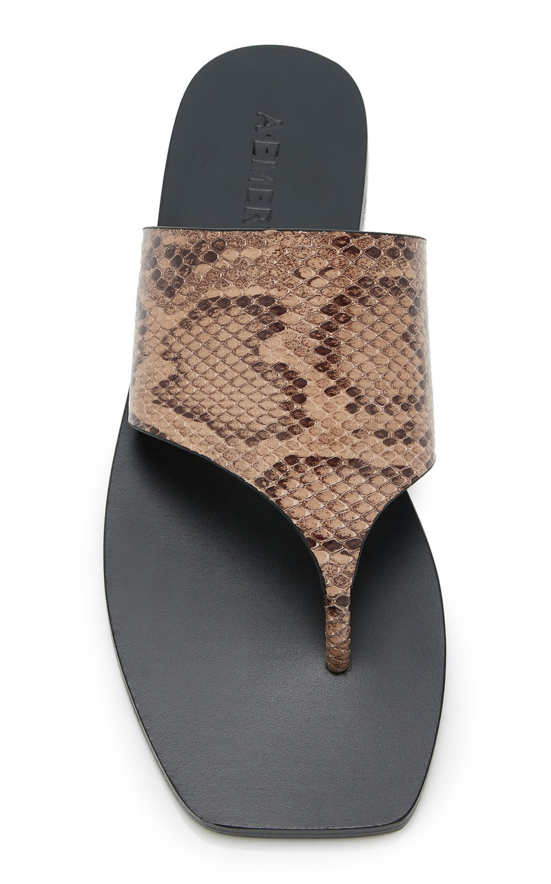 A.EMERY Paton Snake-Effect Leather Sandals animal outlook