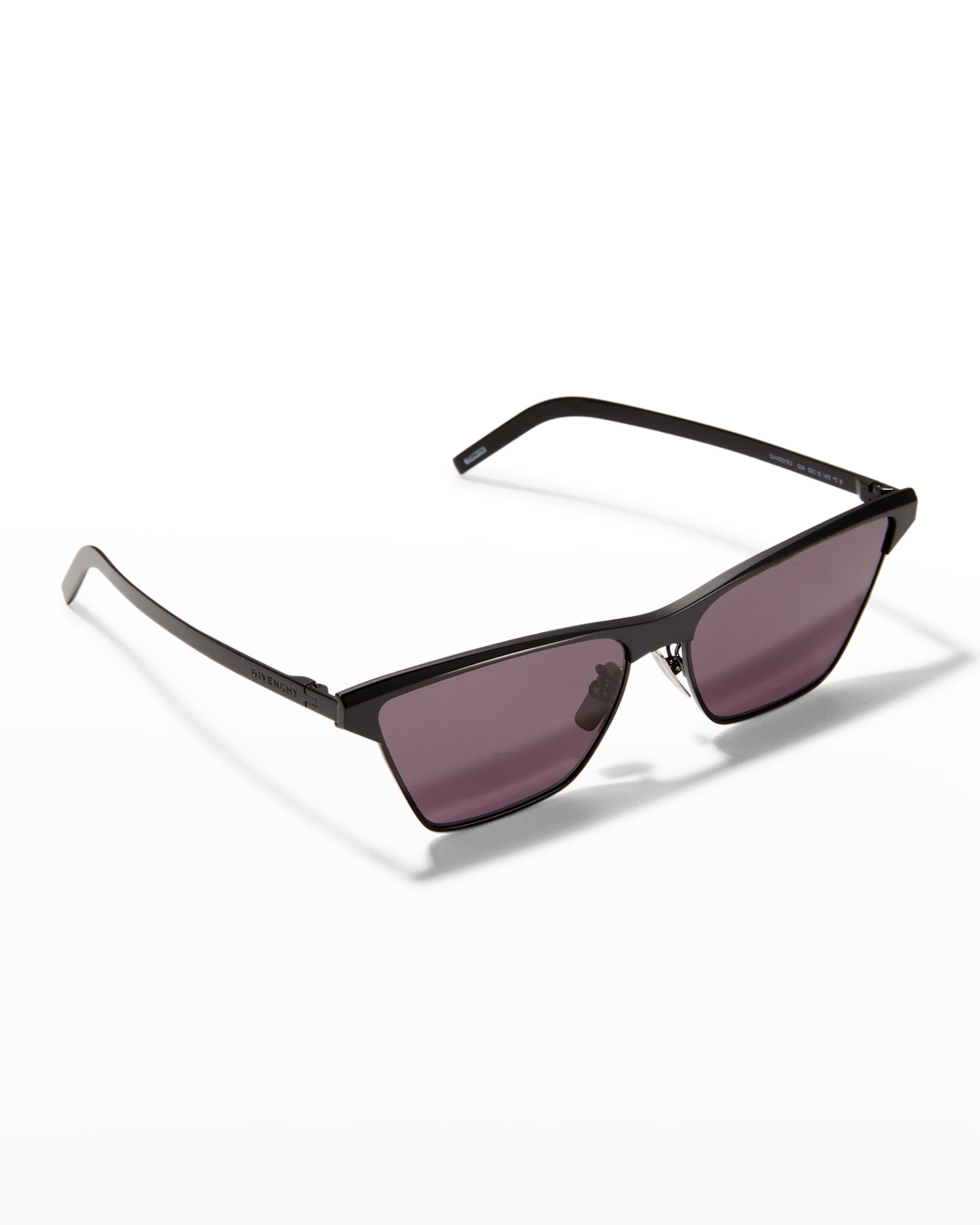 Men's Metal Engraved Logo Rectangle Sunglasses - 1