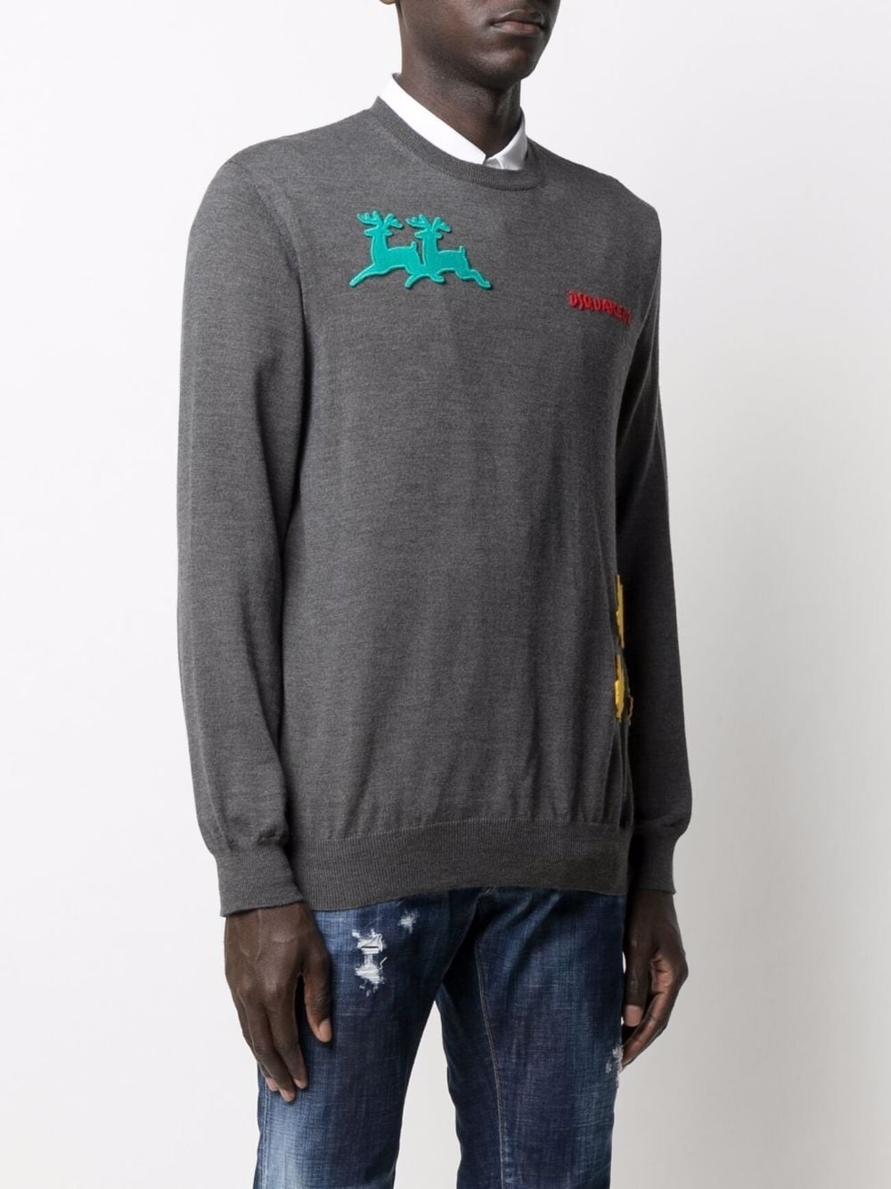 embroidered-logo long-sleeve jumper - 3