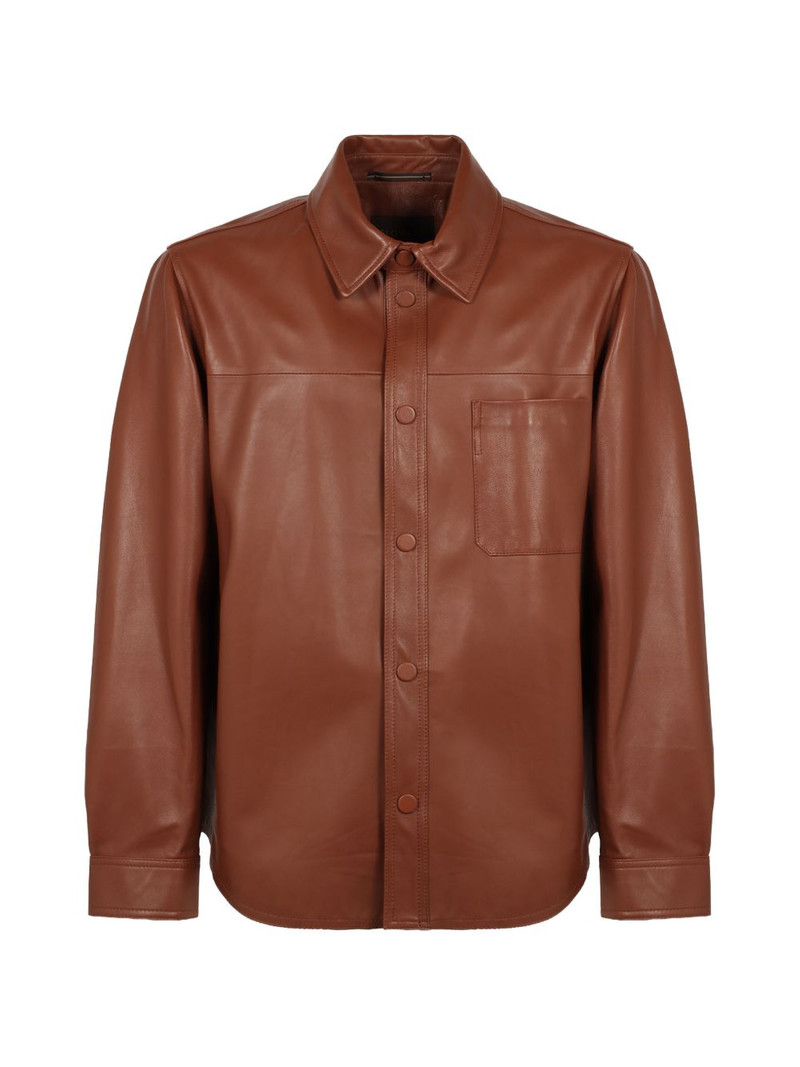 button front leather shirt 1