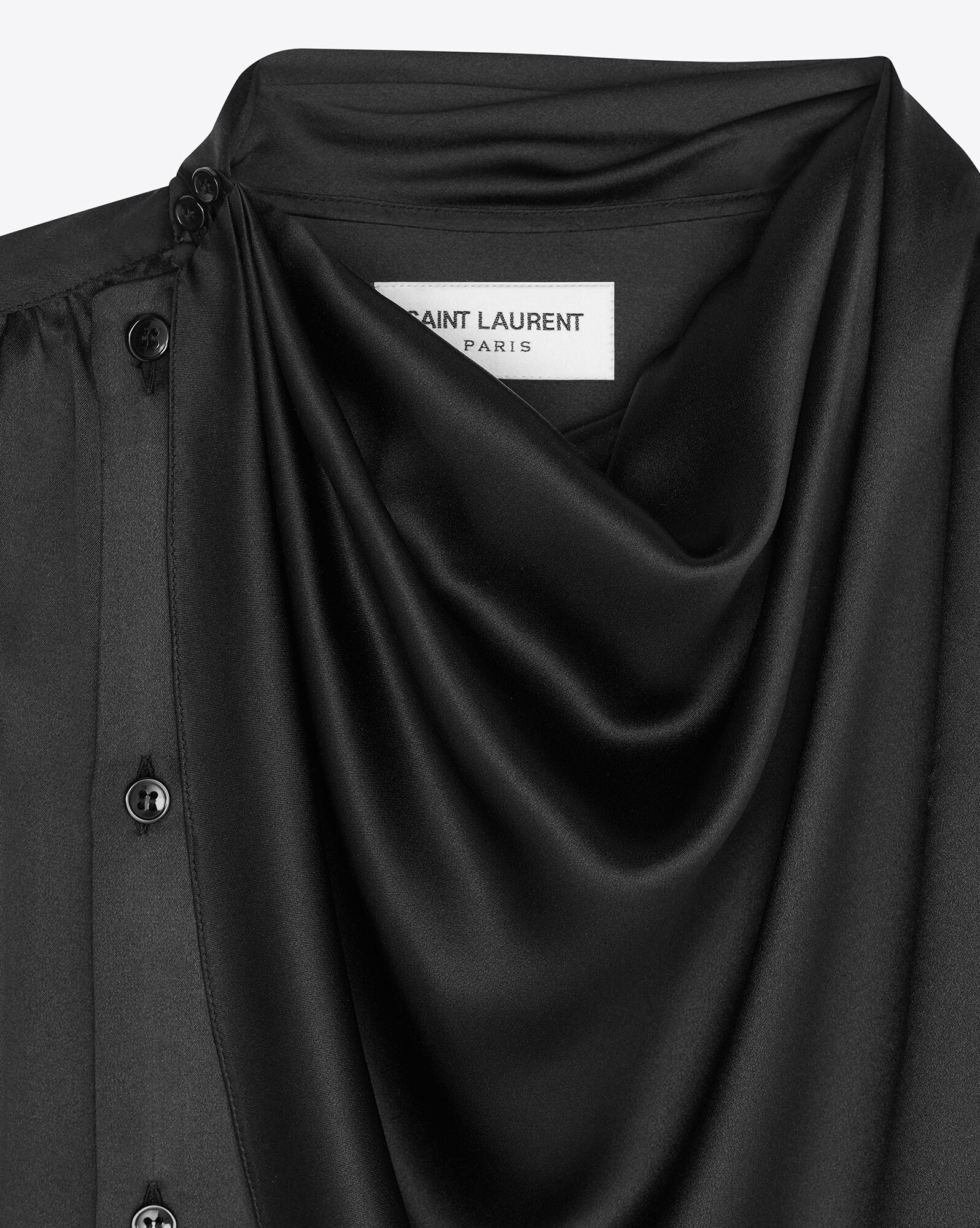 scarf-collar shirt in crepe satin - 4