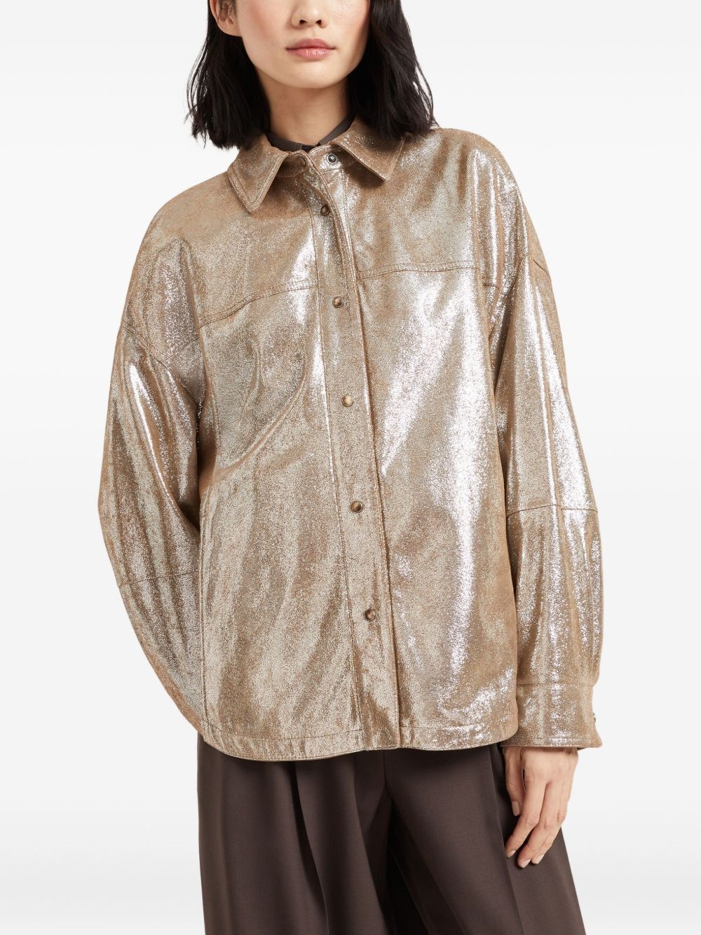 lamé shirt jacket - 3