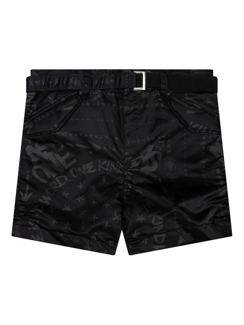 x Eric Haze bandana-print belted shorts 1