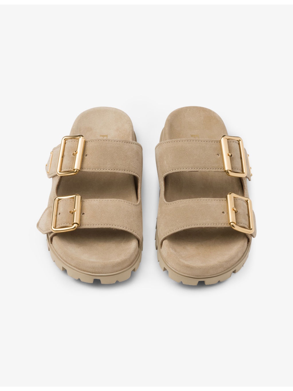 Brand-plaque buckled suede sliders - 2