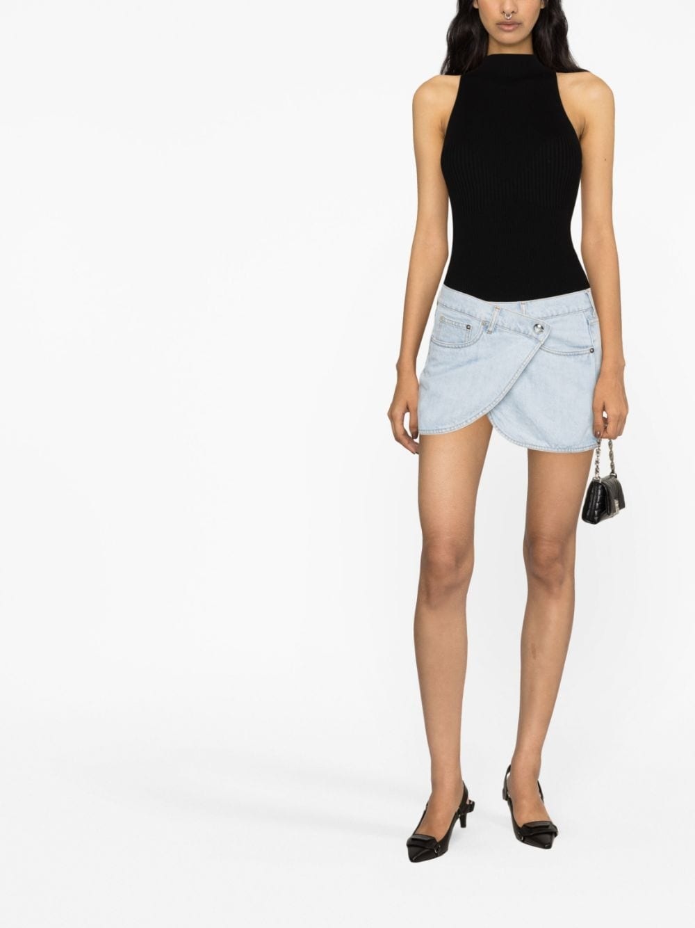 asymmetric denim miniskirt - 2