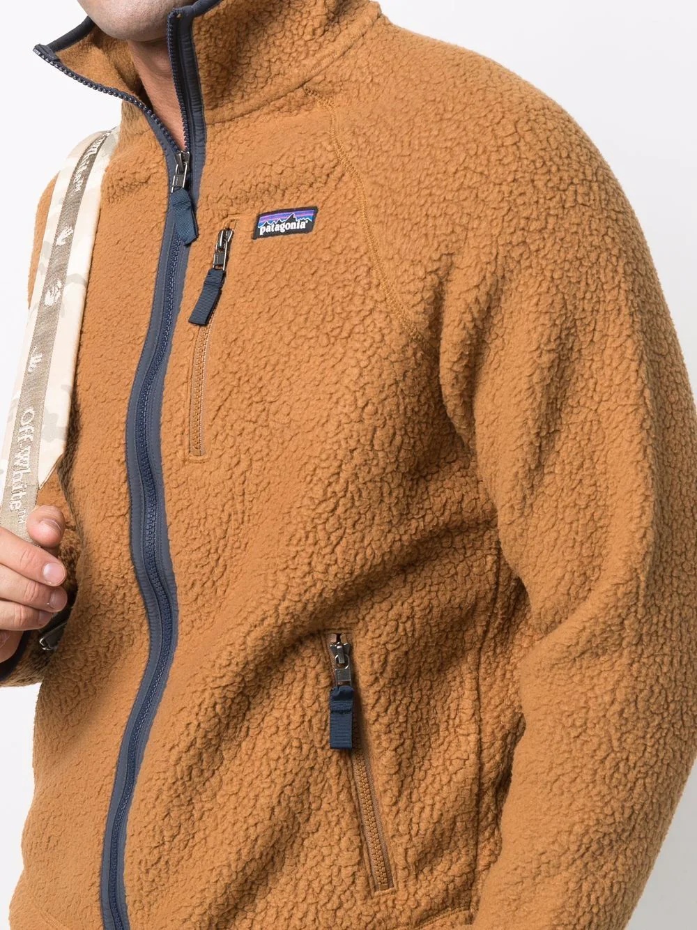 logo-patch zip-up fleece jacket - 5
