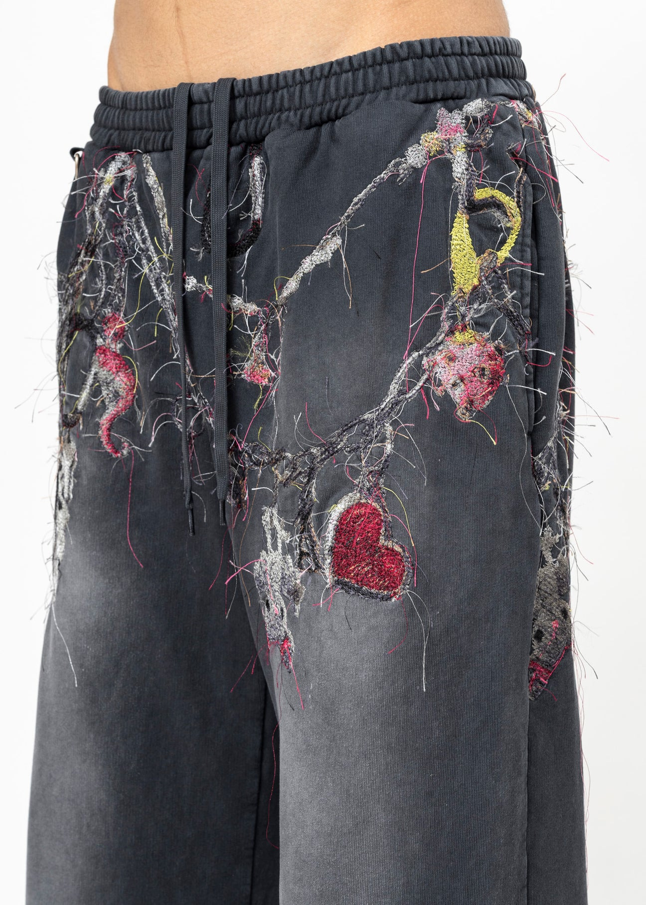 BLACK DOUBLET EMBROIDERED CHAIN ZIP-UP SWEATPANTS - 4