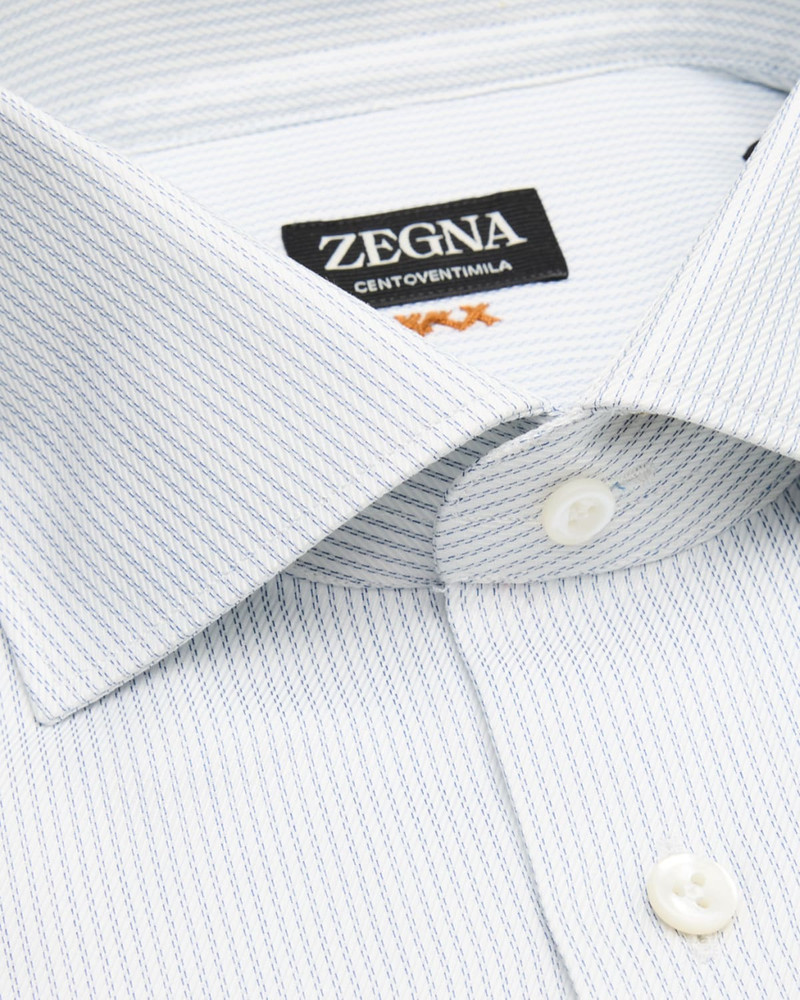 ZEGNA Men's Narrow Stripe Centoventimila Cotton Dress Shirt outlook
