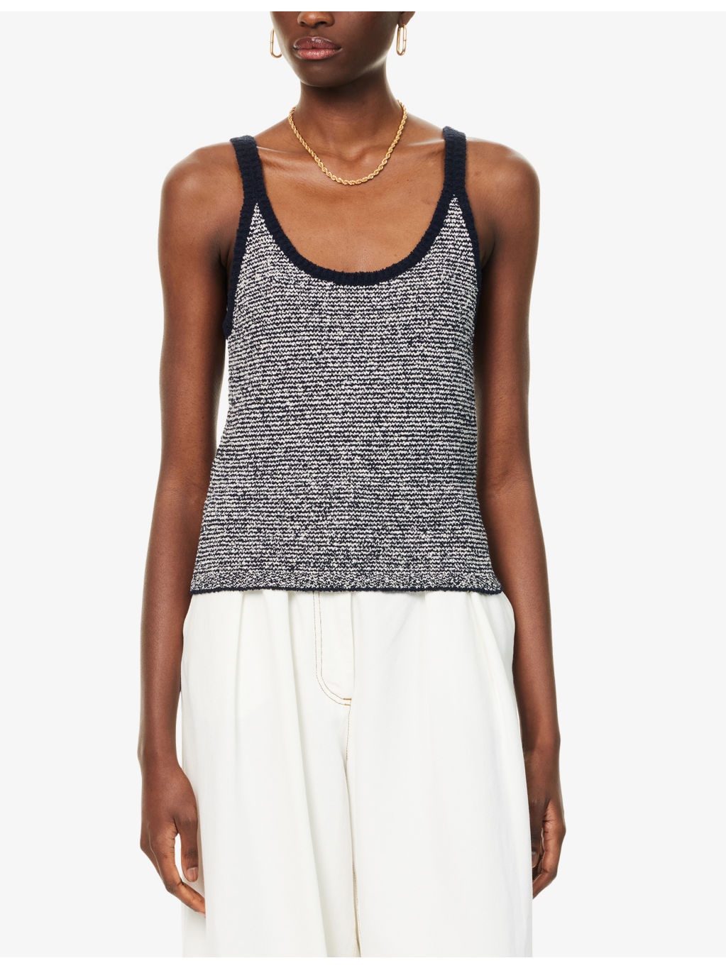 Textured Striped Stretch-Cotton Blend Top - 3