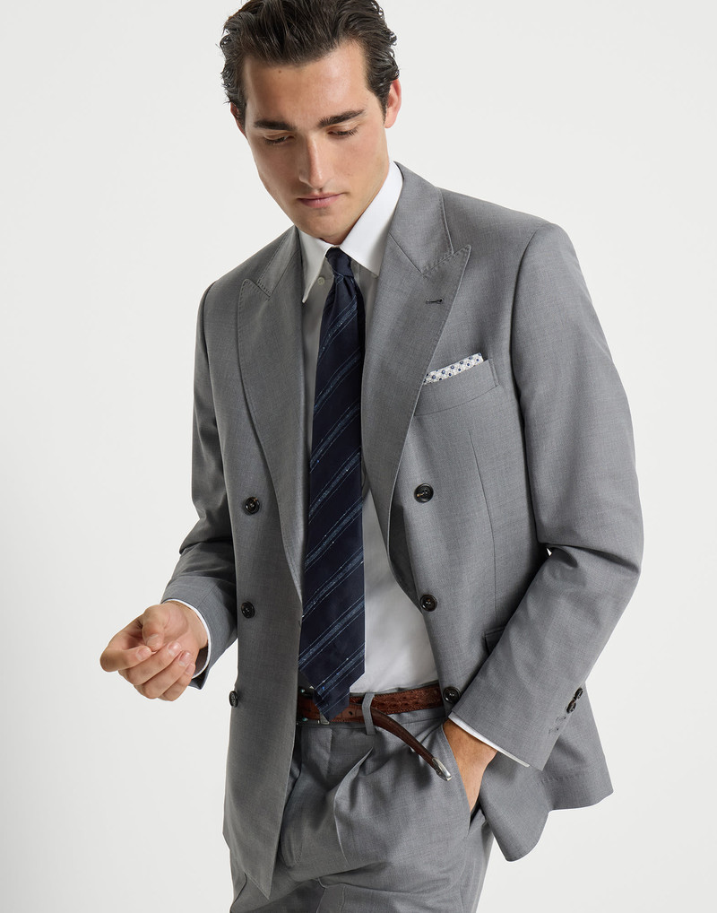Virgin wool and silk lightweight hopsack one-and-a-half breasted blazer 5