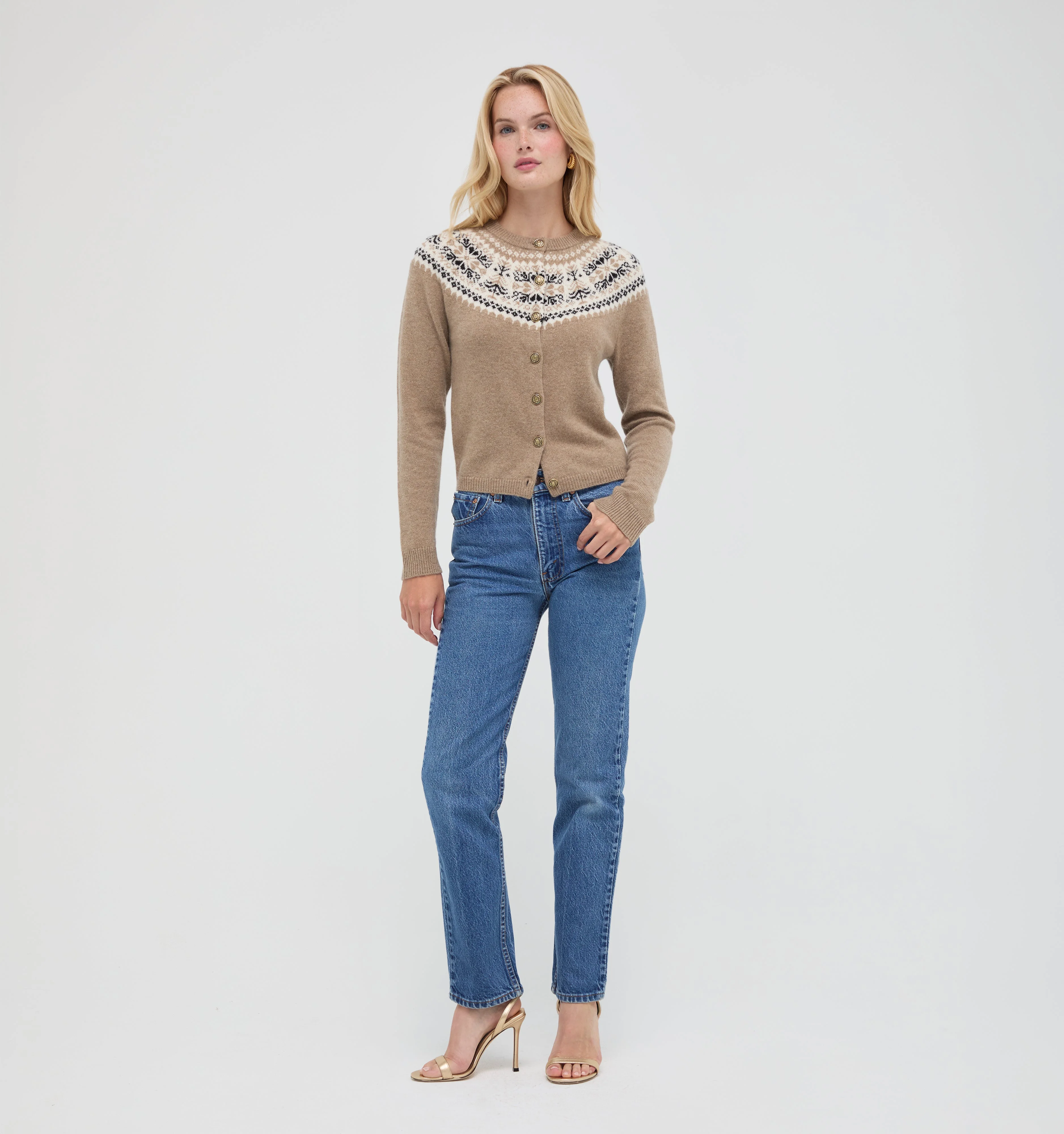 The Sonnet Cardigan - Thistle Fair Isle Taupe Marl - 1