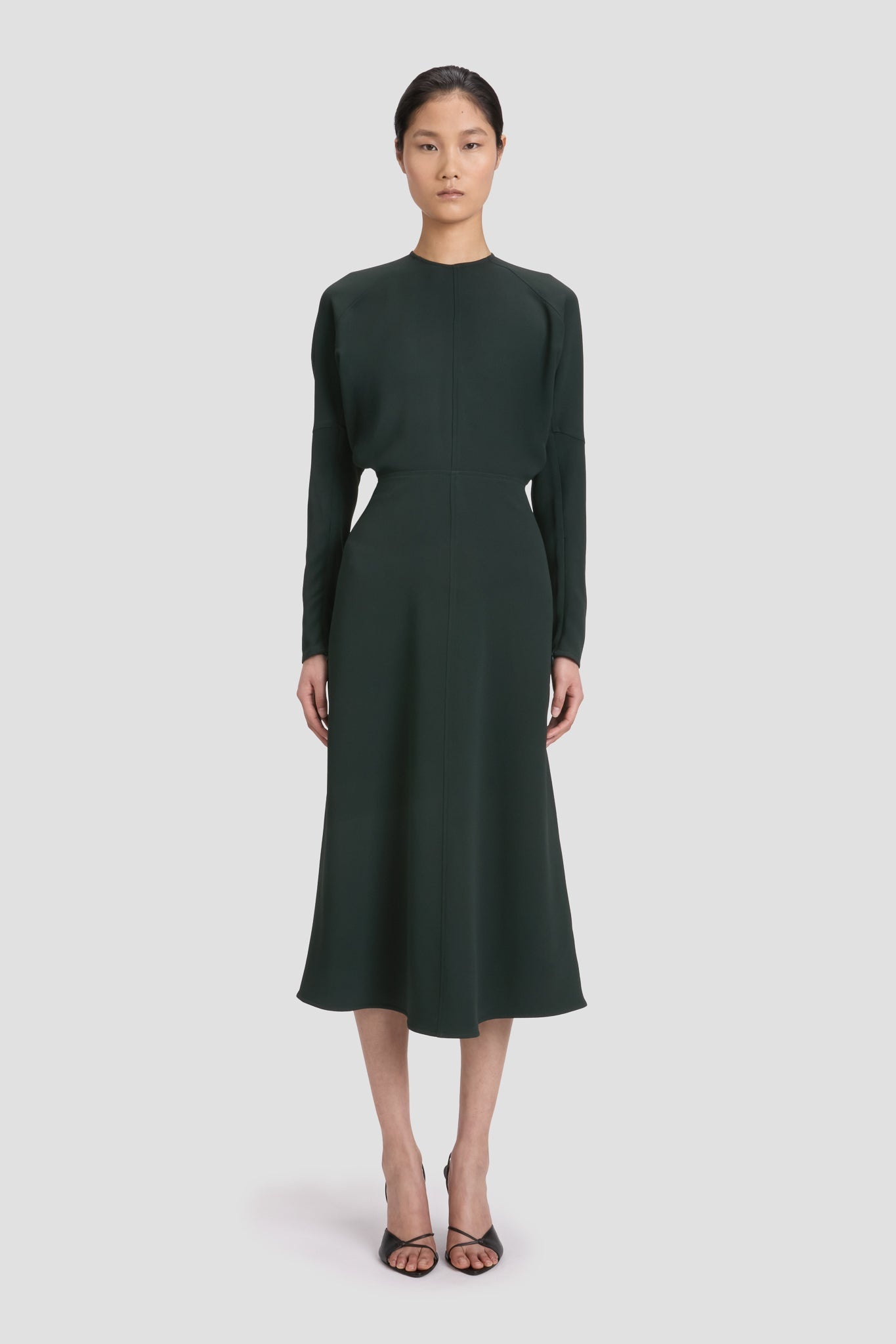 Dolman Midi Dress In Dark Pine - 2
