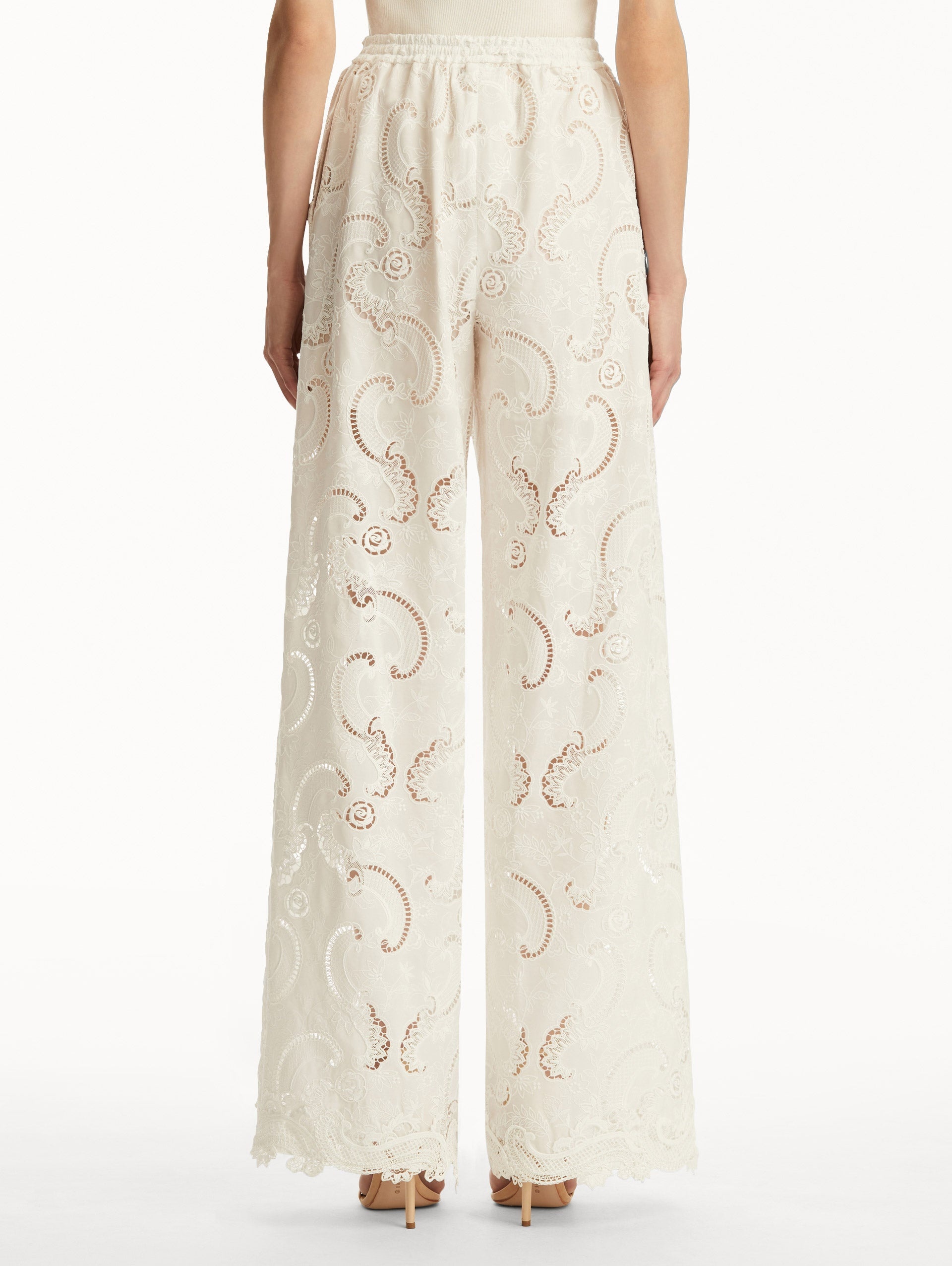SCROLL GUIPURE WIDE LEG PANT - 3